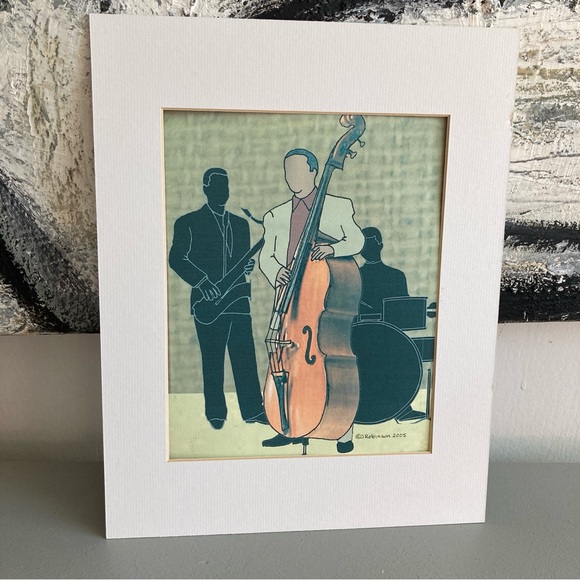 Contemporary Art Print Jazz Musicians New Orleans Matted Signed - Picture 1 of 7